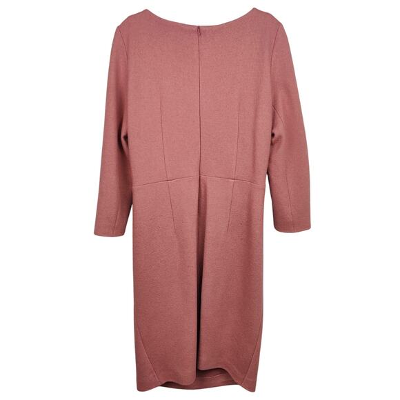The Fold Evesham Dress Womens 12 Rose Pink‎ Wool Ruched Preppy Formal Preppy - Picture 6 of 10